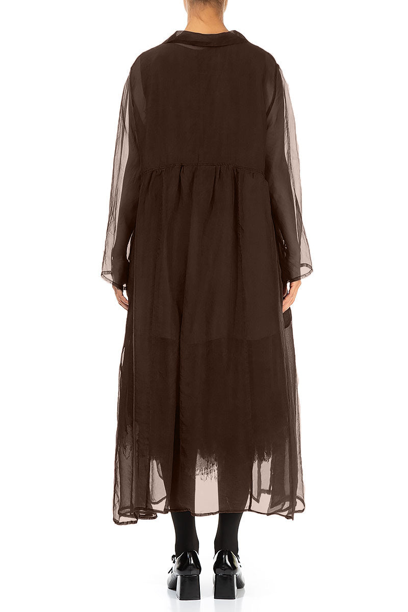 Long Aged Copper Silk Chiffon Jacket 2