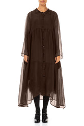 Long Aged Copper Silk Chiffon Jacket 1