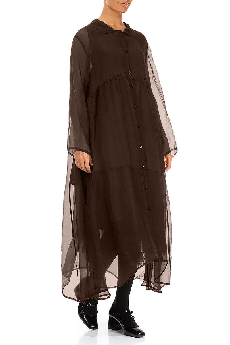 Long Aged Copper Silk Chiffon Jacket 3