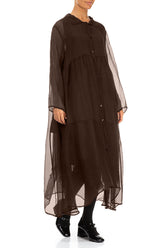 Long Aged Copper Silk Chiffon Jacket 3