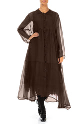 Long Aged Copper Silk Chiffon Jacket 4