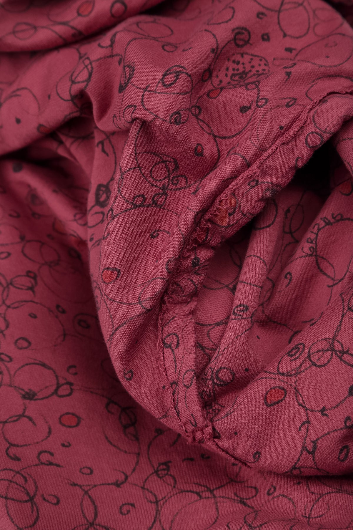 Long Antique Ruby Abstract Sketch Cotton Dress 5