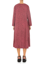 Long Antique Ruby Abstract Sketch Cotton Dress 2