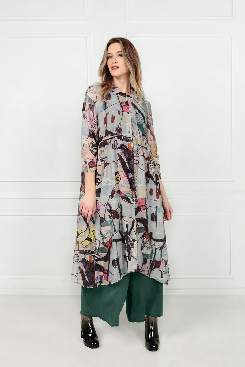 Long Artful Elements Silk Cotton Jacket 1