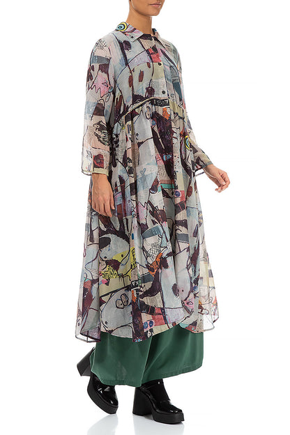 Long Artful Elements Silk Cotton Jacket 4