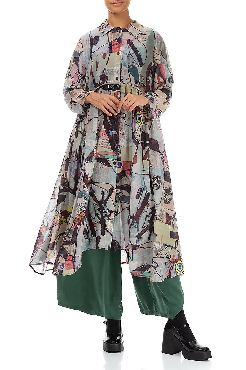 Long Artful Elements Silk Cotton Jacket 4