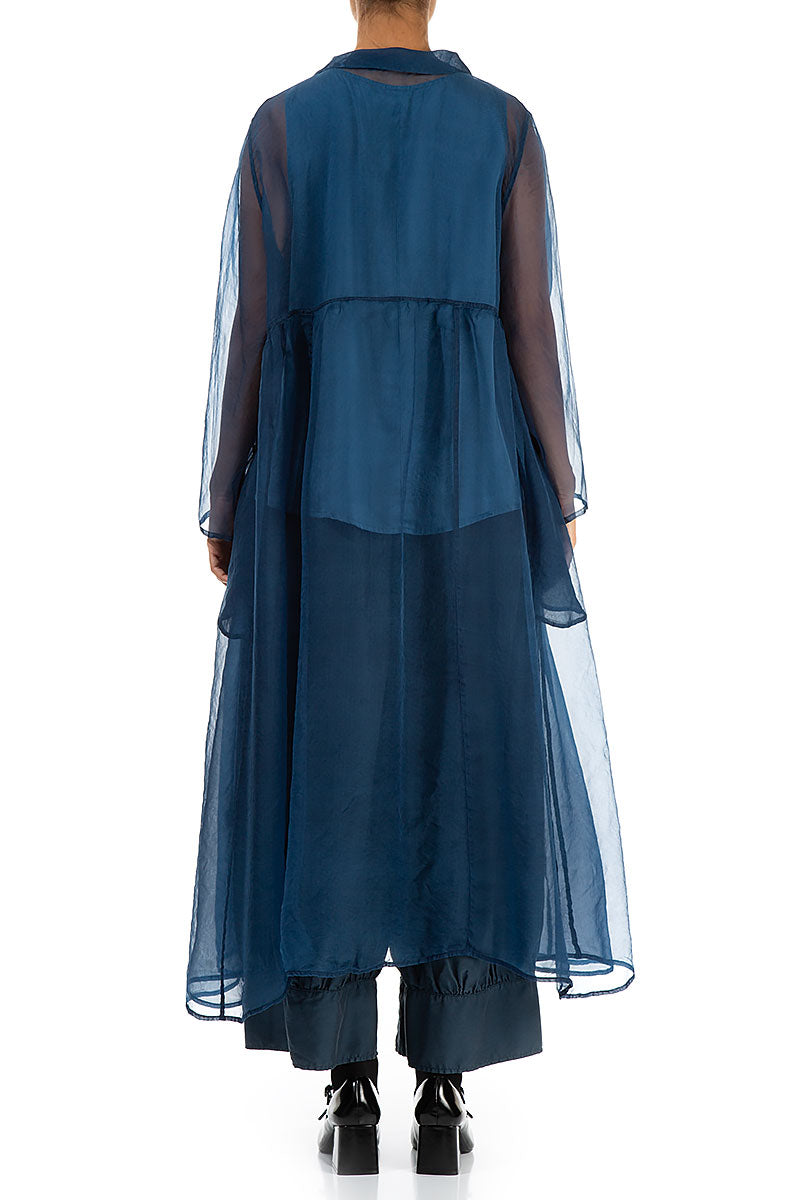 Long Azure Silk Chiffon Jacket