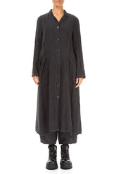 Long Graphite Mélange Linen Jacket 1