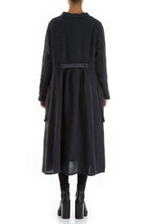 Long Buttonline Graphite Mélange Linen Jacket 2