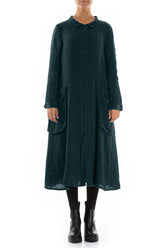 Long Buttonline Peacock Mélange Linen Jacket 1