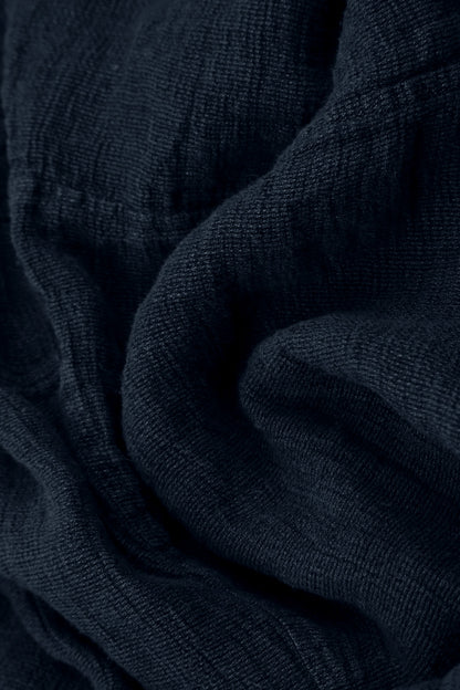 Long Buttonline Royal Blue Mélange Linen Jacket 5