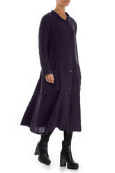 Long Buttonline Royal Purple Mélange Linen Jacket 4