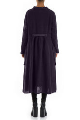 Long Buttonline Royal Purple Mélange Linen Jacket 2