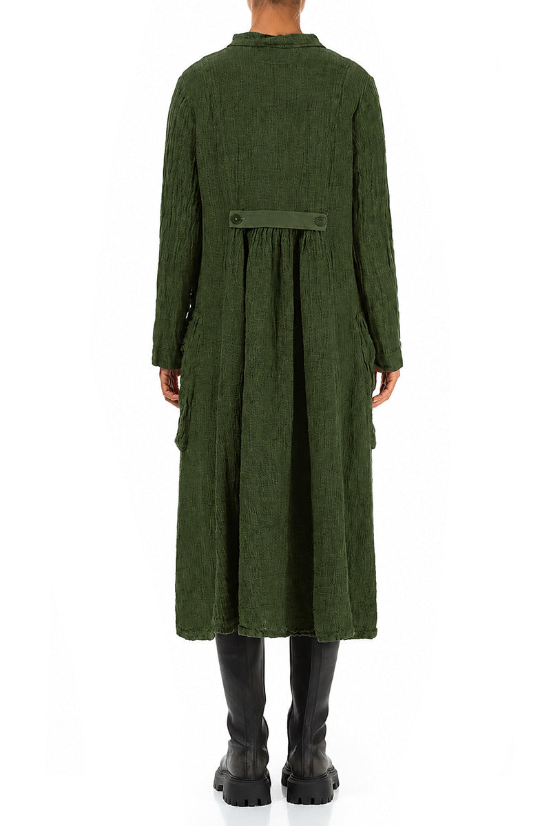 Long Buttonline Shamrock Green Mélange Linen Jacket