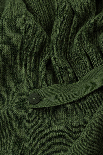 Long Buttonline Shamrock Green Mélange Linen Jacket