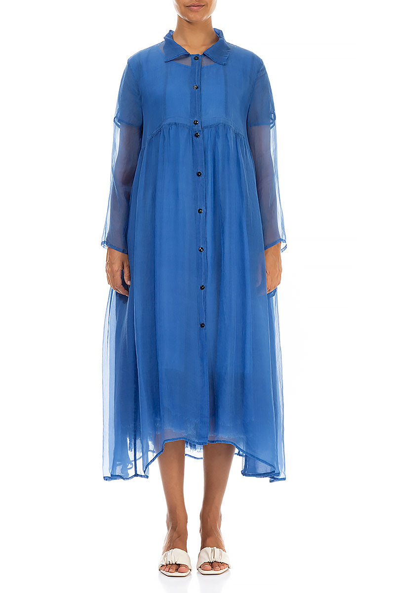 Long Cornflower Silk Chiffon Jacket 2