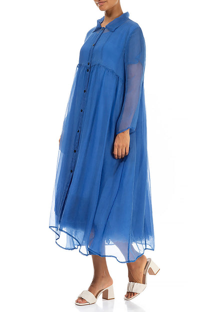 Long Cornflower Silk Chiffon Jacket 5