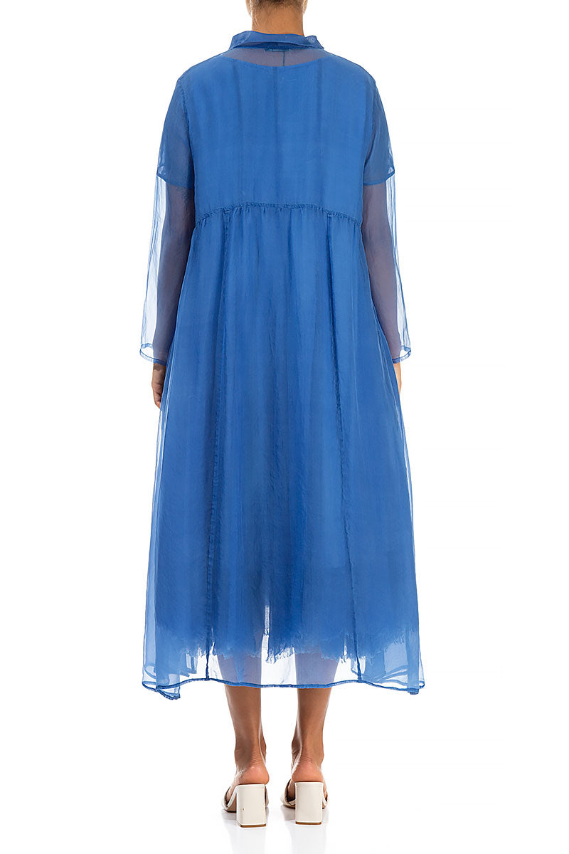 Long Cornflower Silk Chiffon Jacket 3