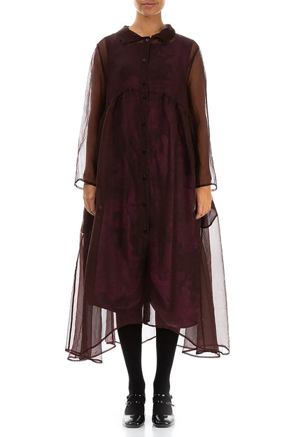 Long Merlot Silk Chiffon Jacket