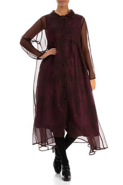 Long Merlot Silk Chiffon Jacket