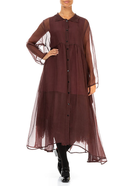 Long Merlot Silk Chiffon Jacket