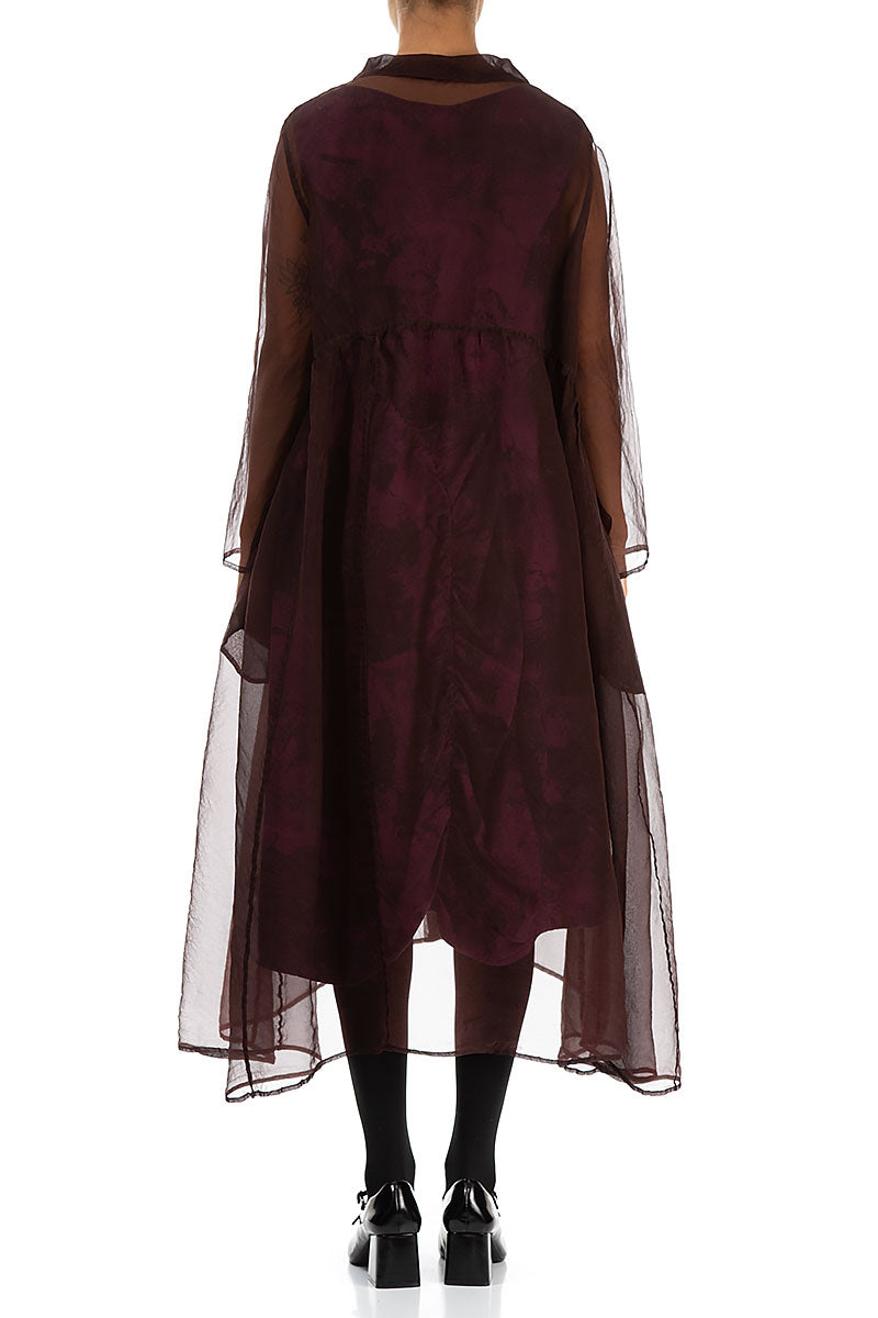 Long Merlot Silk Chiffon Jacket