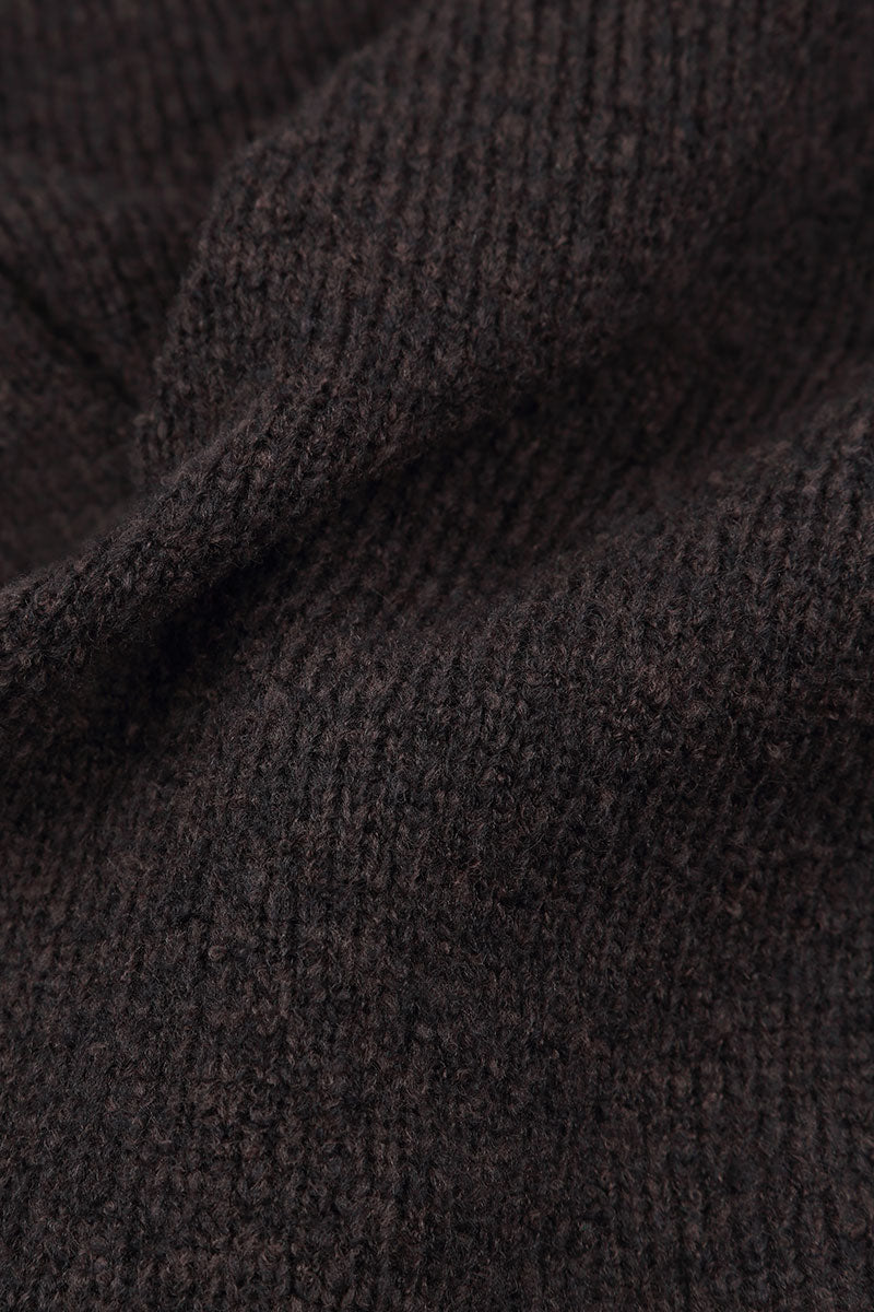 Long Open Chocolate Wool Cardigan