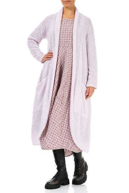 Long Open Light Pink Wool Cardigan 4