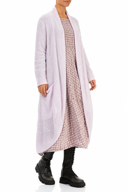 Long Open Light Pink Wool Cardigan 3