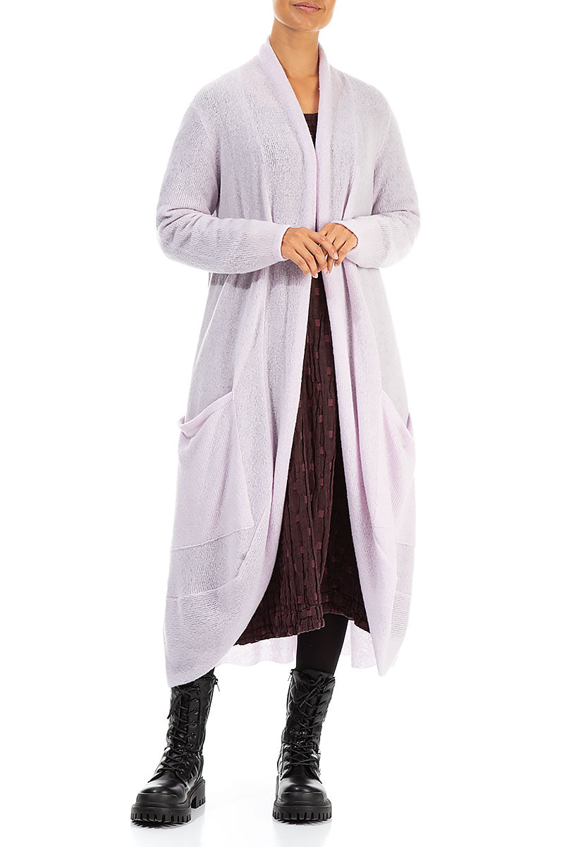 Long Open Light Pink Wool Cardigan