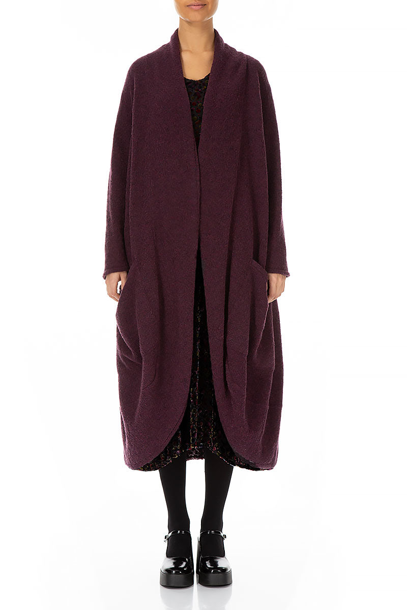 Long Open Mulberry Wool Cardigan