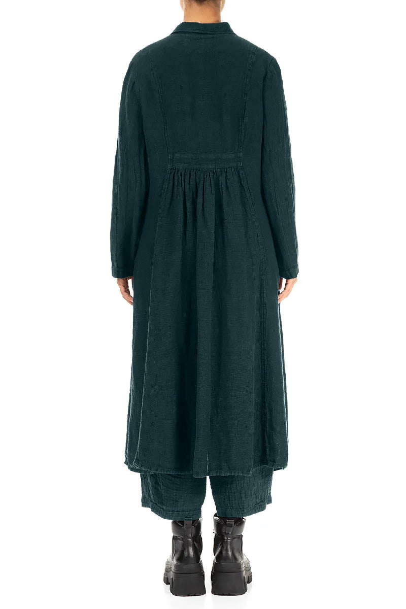 Long Peacock Mélange Linen Jacket 2