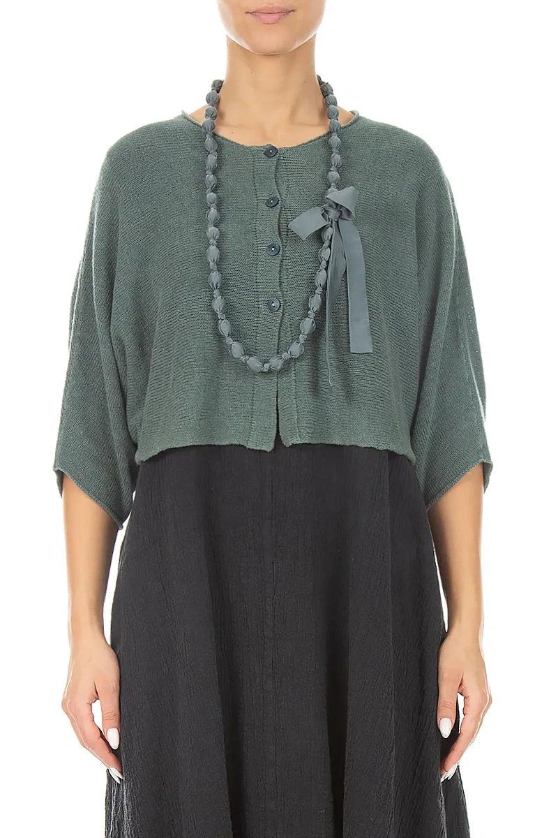 Long Sage Silk Fine Bead Necklace