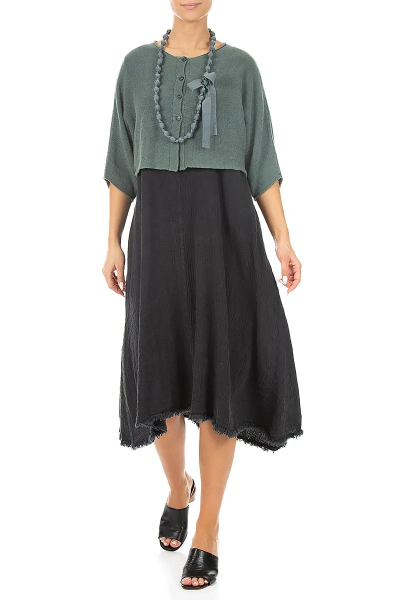 Long Sage Silk Fine Bead Necklace