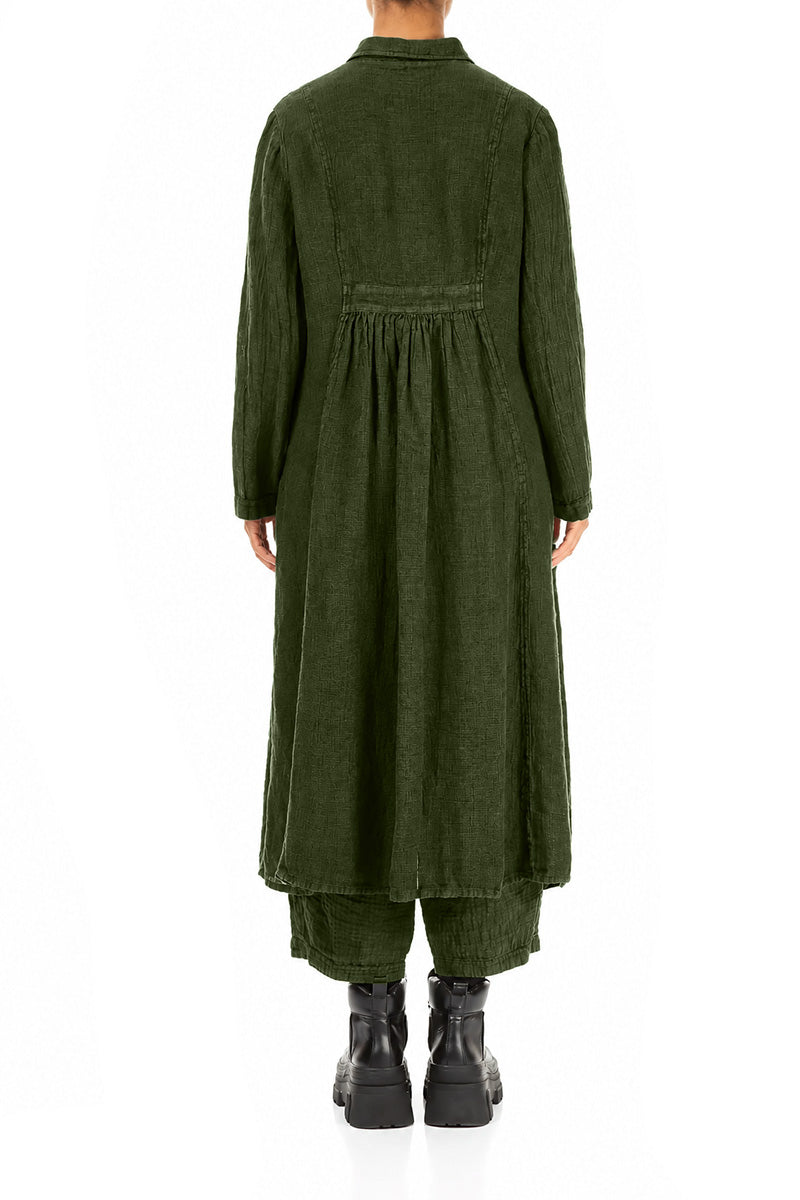 Long Shamrock Green Mélange Linen Jacket 2
