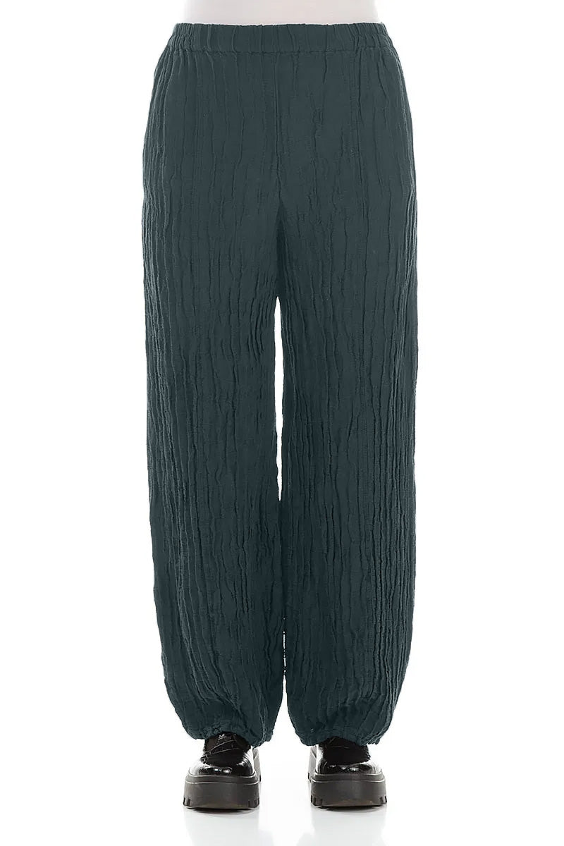 Long Slate Crinkled Trousers 1