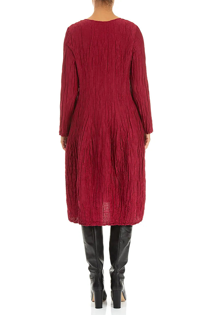 Robe longue à manches longues en soie et lin Froissé Ruby Balloon