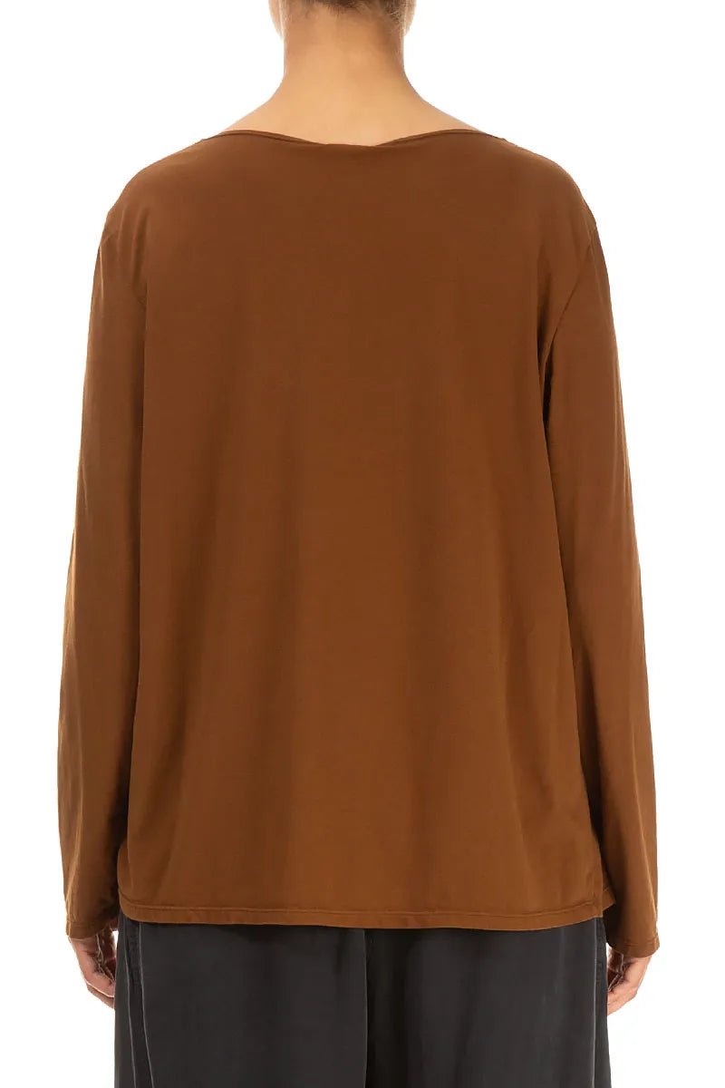 Long Sleeves Aged Copper Cotton Jersey Top 2