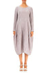 Long Sleeves Balloon Crinkled Greige Silk Linen Dress 1