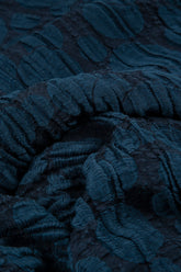 Long Sleeves Balloon Navy Circle Silk Linen Dress 5