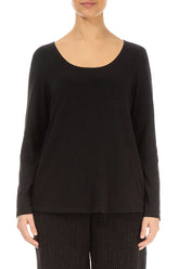 Long Sleeves Black Cotton Jersey Top 1