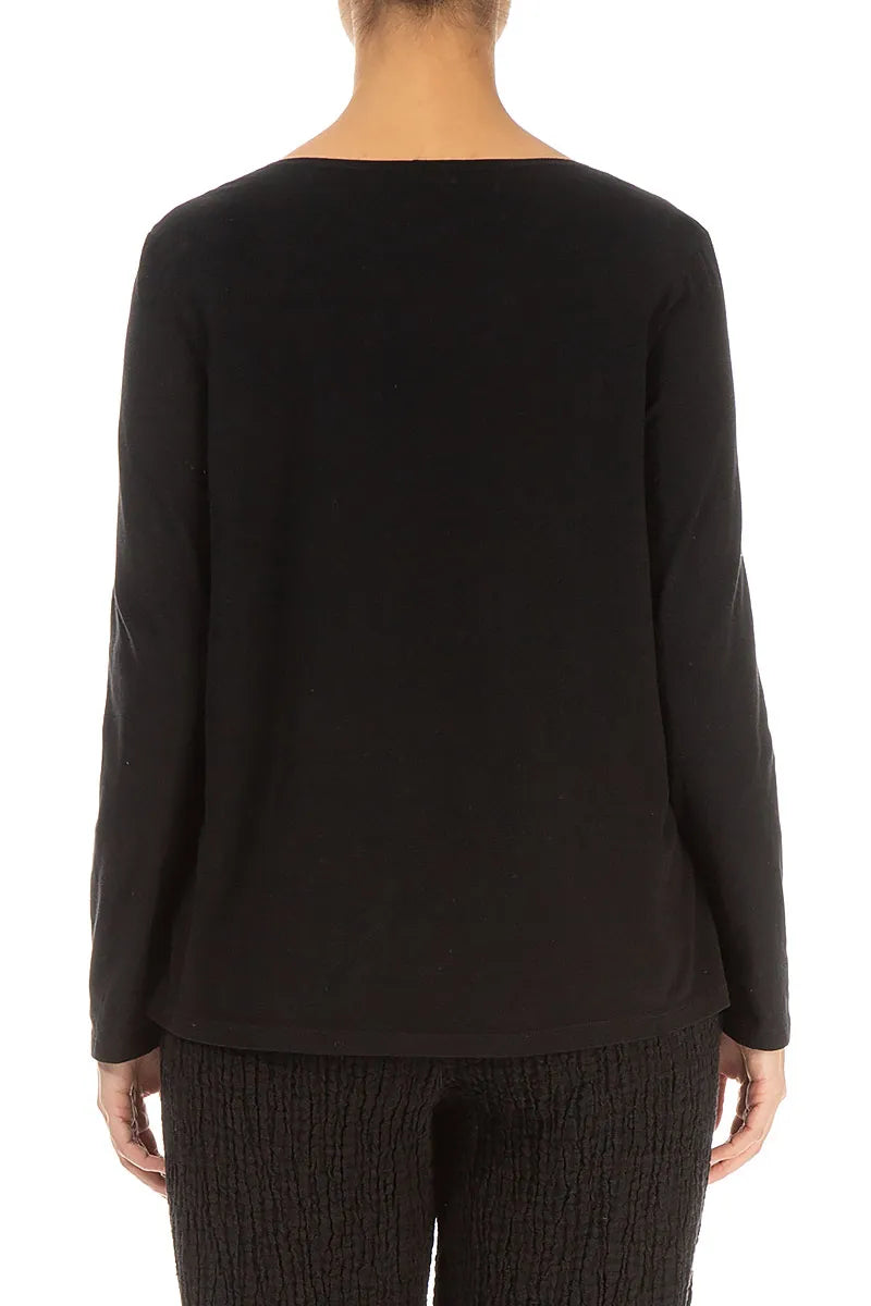 Long Sleeves Black Cotton Jersey Top 2
