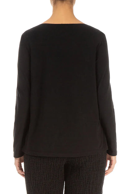 Long Sleeves Black Cotton Jersey Top 2