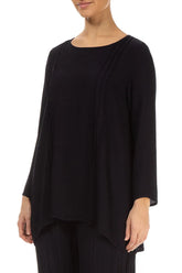 Long Sleeves Graphite Blue Viscose Blouse 3