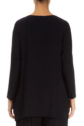 Long Sleeves Graphite Blue Viscose Blouse 2