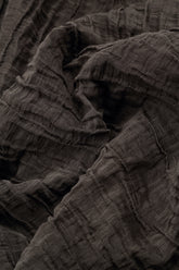 Long Sleeves V-neck Crinkled Forest Brown Silk Dress 5