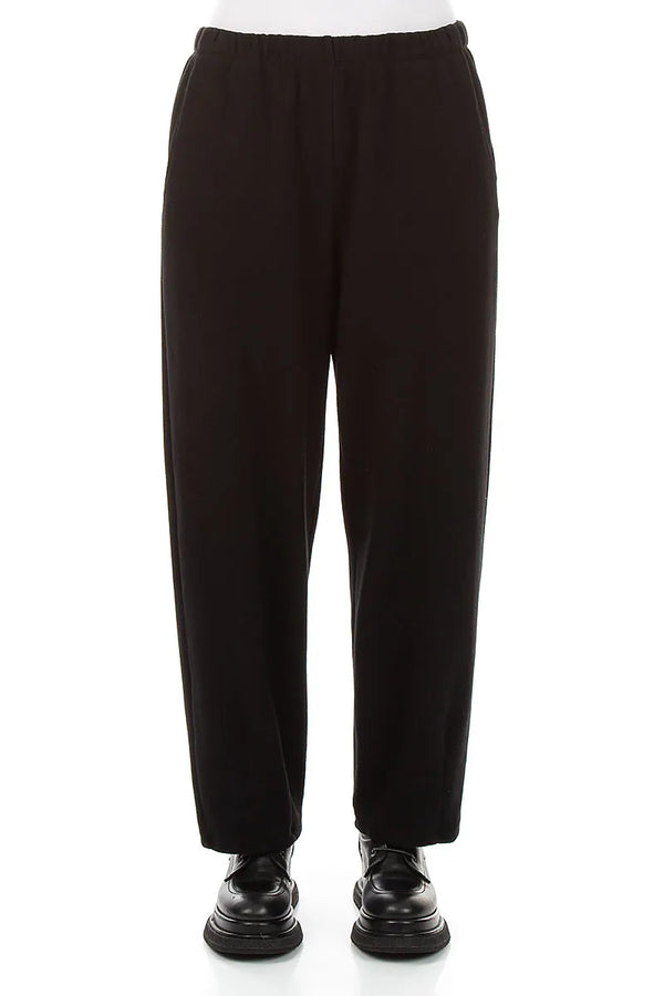 Pantalon long fuselé en jersey de coton noir