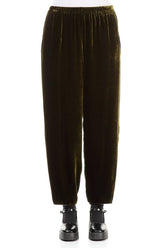 Taper Forest Mist Silk Velvet Trousers 1