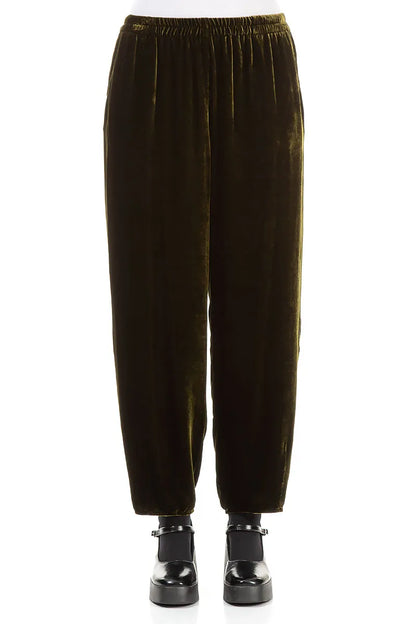 Taper Forest Mist Silk Velvet Trousers 1