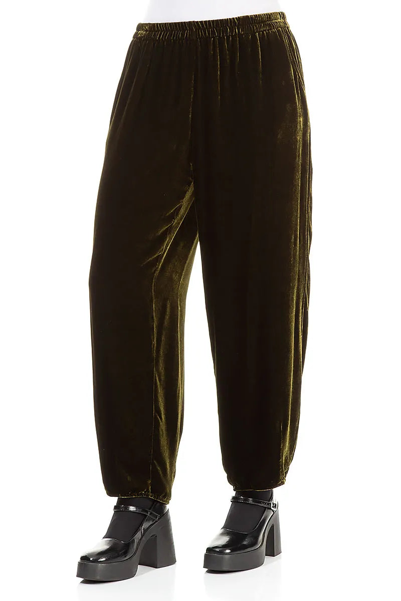 Taper Forest Mist Silk Velvet Trousers 3